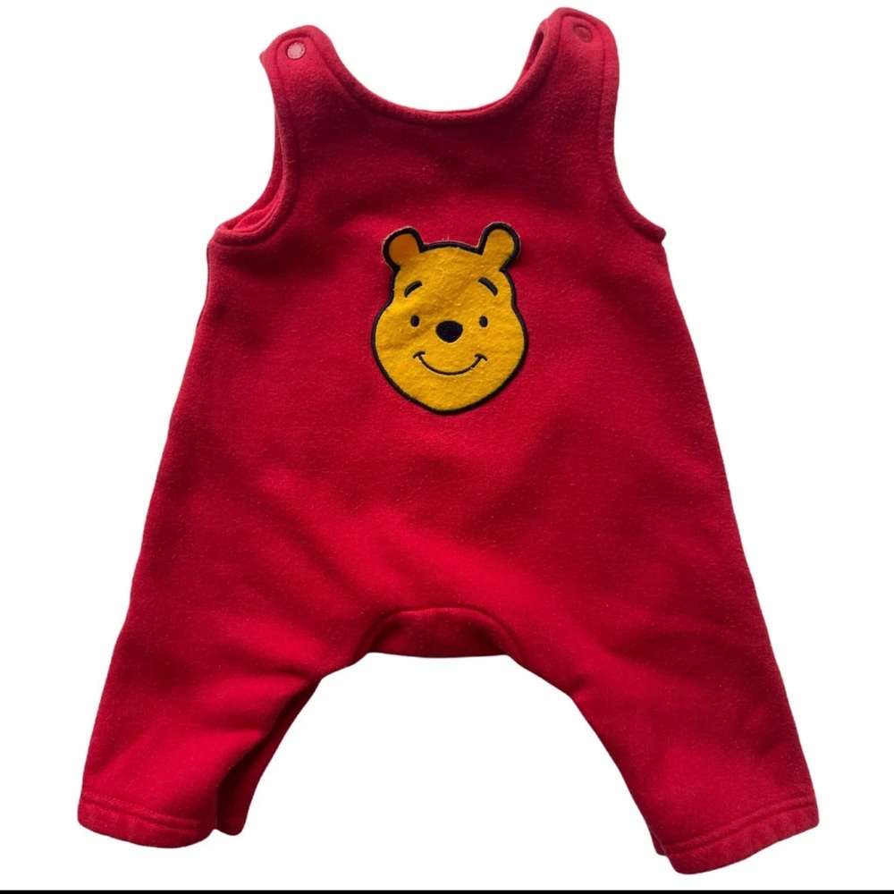 Vintage Disney Store Winnie the Pooh overalls in red cotton
